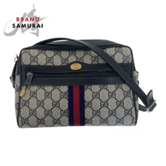 GUCCI グッチ シェリーライン オールドグッチ ネイビー ゴールド金具 PVC/レザー 68 001 3654  ショルダーバッグ  レディース 505425【中古】