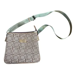 【美品】elegance ショルダーバッグ　総柄　ベージュ　カーキ