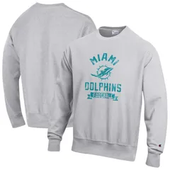 チャンピオン メンズ トップス Tシャツ スウェット フリース Mens Champion Heather Gray Miami Dolphins Reverse Weave Fleece Pullover Sweatshirt Dol Grey グレー