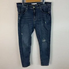 ZARA ザラ ジーンズ デニムパンツ ダメージ加工 インディゴ USA 34サイズ メンズ 古着 モード ストリート