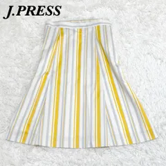 【美品】J.PRESS フレアスカート 11 イエロー　ストライプ
