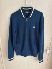フレッドペリー ネイビー ジップアップ ニット S