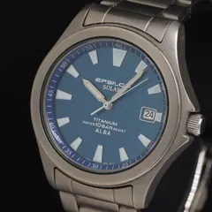 稼働 セイコー アルバ イプシロン V145-0K00 ソーラー 青文字盤 デイト メンズ腕時計 KRH 2000000 NSK