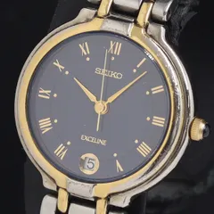 稼働 セイコー 5E42-6A20 QZ デイト ネイビー文字盤 レディース腕時計 HSN 2000000 NSK