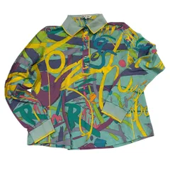  REONARD レオナール　長袖ポロシャツ 幾何学模様　ハーフボタン【Z1811】