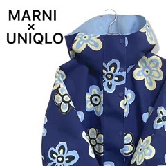 MARNI×UNIQLO マル二 ユニクロ ネイビー レディース 長袖 アウター ジャケット コラボ ロングコート 花柄 防風 防水 透湿性 【Sサイズ】022TY