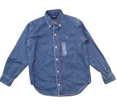 ラルフローレン デニムシャツ キッズ7 未使用級 ボタンダウン ポニー刺繍 コットンシャツ
