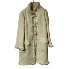 【美品】Rene ルネ ツイードダッフルコート アンゴラ混 アイボリー サイズ36【Z1801】