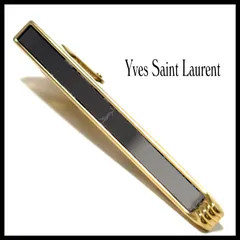 イヴサンローラン  ネクタイピン  ブランド  タイピン  ミラー調ブラック×ゴールド  黒 金  タイバー  タイクリップ  ビジネス  結婚式  Yves Saint Laurent