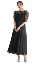 [MORE AUNI] パーティードレス 結婚式 シアー レース ボレロ セットアップ ドレス ロング 2点セット お呼ばれ フォーマル 親族 母親 ママ 上品 エレガント 洗練 都会的 セレモニー 冠婚葬祭 32528 [ブラック / 325280] [M]