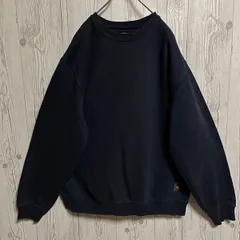 Carhartt カーハート スウェット トレーナー ワンポイント ダークネイビー濃紺　メンズ2XLサイズ相当　古着　USA買付　大きめ　ビック古着 25-987