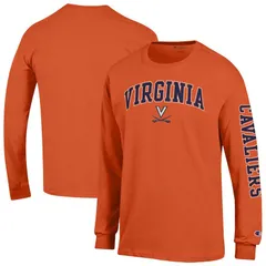 チャンピオン メンズ トップス Tシャツ ロゴ Mens Champion Orange Virginia Cavaliers Arch Over Logo 2Hit Long Sleeve TShirt Uva Orange オレンジ