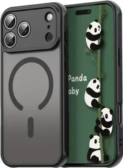 iPhone 17 Pro Max 用 ケース MagSafe対応 半透明 マット質感 指紋防止 薄型 耐衝撃バンパー マグネット搭載 レンズ全面保護 (ブラック)