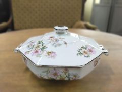 おしゃれなブルー系 ELLE 青白ストライプ花柄食器まとめ売りセット