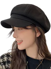[ブブ オーハナ] キャスケット 八角 帽子 ハンチング ニュースボーイ キャップ ベレー 帽 風 56 57 58 cm レディース 女性 用 春 夏 秋 冬 物 服 ぼうし きゃすけっと マリン ニュー [ブラック] [56.0-58.0 cm] [標準]