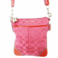 コーチ COACH ショルダーバッグ キャンバス レザー 革 シグネチャー 星型チャーム ピンク /CK11 ■GY18