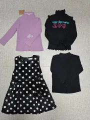 女の子 服 4点セット (Tシャツ ONE PIECE) ハイネック 110サイズ