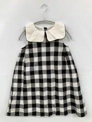 ワンピース 130 ブラック コットン チェック柄 袖なし ひざ丈 台形