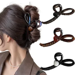 髪とめクリップ クリップ クリップ おしゃれ 髪留め 可愛い 髪くりっぷ 韓国 大人 ヘアアクセサリー バンスクリップ しっかりとまる パール ，BetterJonny 3個セット 大きめ ヘアクリップ