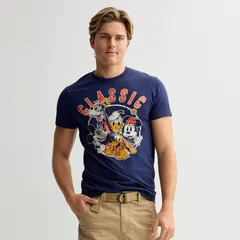 ディズニー メンズ トップス Tシャツ ヴィンテージ グラフィック Disneys Mickey Mouse Friends Mens Vintage Graphic Tee Navy ネイビー