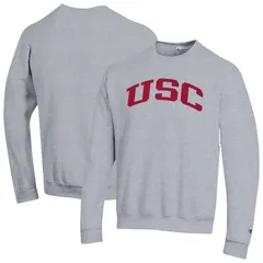 チャンピオン メンズ トップス Tシャツ スウェット フリース Mens Champion Heather Gray USC Trojans Basic Arch Fleece Pullover Sweatshirt Usc Grey グレー