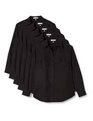 新品 [ブランシェ] レディース ブラウス 5枚セット 【 透けない シャツ 】 ワイシャツ 白 黒 ピンク ブルー レディースシャツ レギュラー 長袖 5SETLDS 13 スキッパー ブラック5枚 7号 Regular