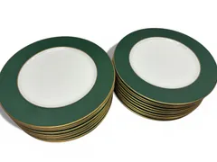 NARUMI ディナープレート　２７cm　２０枚　ボーンチャイナ　グリーン　金彩　made in japan　　ホテル　旅館　カフェ　業務用　b045