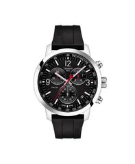 Free Shipping: Tissot Men's Swiss Chronograph PRC 200 Watch, 43mm, Black with Black Rubber Strap.