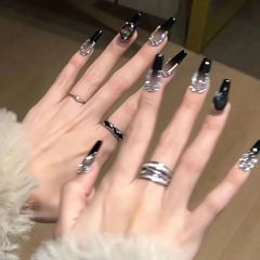 Limited Quantity! Easy to Apply, Double-Sided Tape Included. Summer Nails, Spring DIY, Home Gift, Beginner-Friendly, Popular, Unique, DIY Nail Art, Cosplay Nails, False Nails (Type 6, Handmade, Fake Nails, Popular Nail Tips, Mass-Produced Style, Korean, Glitter, Free Size)