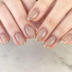 ♥️人気商品♥️ピンクベージュ キラキラ ネイルチップ ヌーディー
