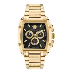 [무료 배송] Versace Mens 시계 액세서리 Versace Mens Dominus Quartz Analogue Quartz Watch GreenGold