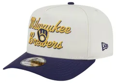 【送料無料】 ニューエラ メンズ 帽子 アクセサリー New Era Adult Milwaukee Brewers White Chainstitch 9Fifty AFrame Adjustable Hat NoColor