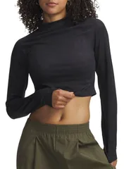 【送料無料】 アンダーアーマー レディース シャツ トップス Under Armour Womens Meridian Suede Effect Long Sleeve BlackBlack