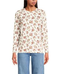 ランズエンド レディース トップス Tシャツ クルーネック コットン Lands End Womensupima Cotton Long Sleeve Crew Neck TShirt Ivory meadow floral アイボリー