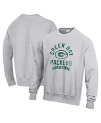 チャンピオン メンズ アウター パーカー・スウェット シャツ フリース Champion Mens Heather Gray Green Bay Packers Reverse Weave Fleece Pullover Sweatshirt Heather