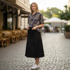 レトロブラウス 半袖 オープンカラー 総柄 ヴィンテージ 一点物 パープル 紫