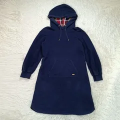 BLUE LABEL CRESTBRIDGE ブルーレーベルクレストブリッジ パーカーワンピース 38 ネイビー フード裏チェック柄 レディース M 中古