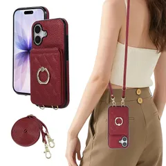 【新品】 KW-LINK iPhone 17 ケース 手帳型 いphone17 ケース ショルダー リング付き スマホケース あいふおん17ケース手帳型 おしゃれ 背面カード収納 横置きスタンド機能 アイフォン17 に適用 背面ケース可愛い 女性 人気 肩 1