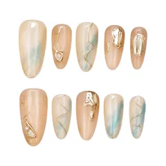 人気商品S) (水色イメージ 10枚入 つけ爪 パーティー 成人式 入園 卒業 花火大会 お花見 デザイン かわいい おしゃれ 光沢 ダイヤモンド 3D オーバル 和風 人気 ミディアム ショート ネイルチップ 手作り