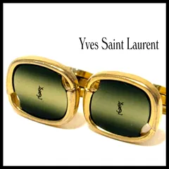 イヴサンローラン  カフリンクス  カフス  ブランド  グリーン×ゴールド  緑 金  yslロゴ  ビジネス  結婚式  Yves Saint Laurent