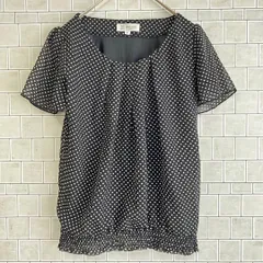 MK MICHEL KLEIN　エムケーミッシェルクラン　半袖ブラウス　ドット柄　黒　白　３８　Mサイズ相当　レディースのサムネイル