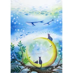 RUKURUKUさま専用（原画）海の月影【SMサイズ／水彩画／#3079】