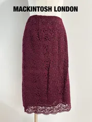 MACKINTOSH LONDON　マッキントッシュロンドン　エンブロイダリーレーススカート　日本製　Mサイズ　３８　ワインレッド　上品　綺麗め　ロング　おしゃれ　送料込み　6463341