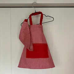 らくらくベビーエプロン　三角巾　2点セット　赤ストライプ　80-90