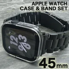 アップルウォッチ カバー apple watch カバー ケース バンド ベルト セット 4/5/6/7/8/9/se/se2/se3 FF-ST358 クリア×ブラック 45mm