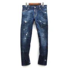 ディースクエアード DSQUARED2 セクシーツイストジーンズ SEXY TWIST JEAN デニム パンツ ペイント ダメージ加工 S74LA0899 インディゴ 44