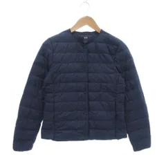 ユニクロ UNIQLO ウルトラライトダウン ダウンジャケット M 紺 ネイビー ノーカラー 長袖 ナイロン /NU ■GY06