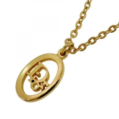 【6jbb0548】クリスチャンディオール ネックレス ディオールロゴ オーバル GPメッキ ゴールド【中古】レディース