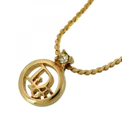 【6jbb0572-k】クリスチャンディオール ネックレス ディオールロゴ 丸型 サークル GPメッキ ラインストーン ゴールド【中古】レディース