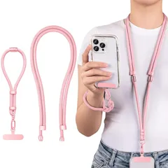 【新品】 [Jazolmky] 3IN1 スマホストラップ 斜めがけ 首掛け 肩掛け 紛失防止ロープ 全機種対応 携帯ストラップ 360°回転 7mm ナイロンロープ長さ調節可能 紛失・落下防止 嵌合可能で、簡単に組み立てられます スマホストラップ 手首  1